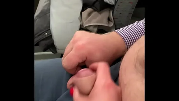 Almost got Caught Jerking off Husband's Cock on the Bus... but he still Cum