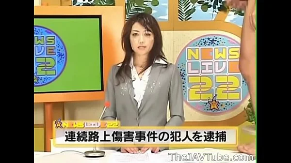 Japanese news anchor Maki Hojo gets many cumshots and fucked live on the news