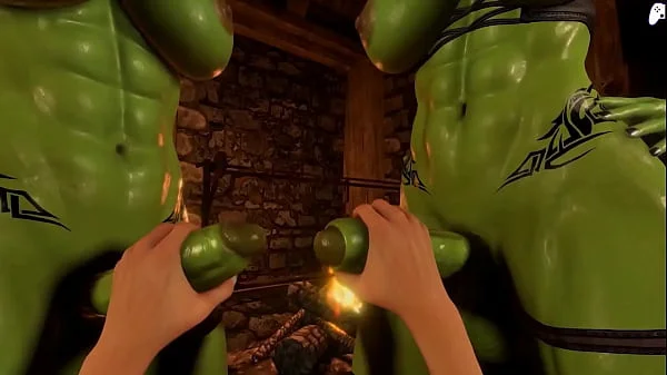 (4K) Cute futa girl decides to fuck two futanari ogre women taking dick logo in her ass | 3D Hentai