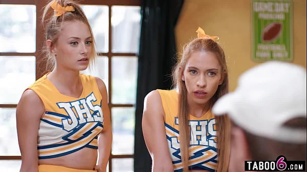 Cheerleaders let coach decide their faith and he fucks them both anal