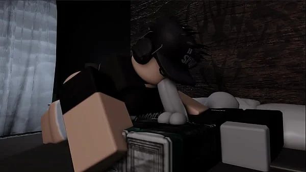 Roblox girl couldn't sleep, so she had some fun with his bf's cock while he was asleep