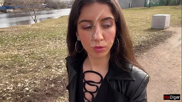 Cum on a girl's face so she could walk through the park covered in sperm and shock people - Cumwalk