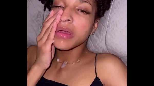 Ebony slut loves cum