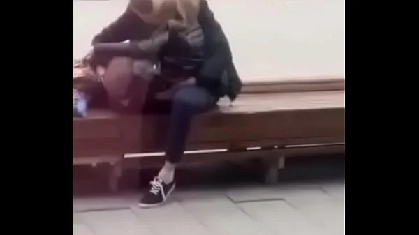 Stupid blonde gives blowjob in public