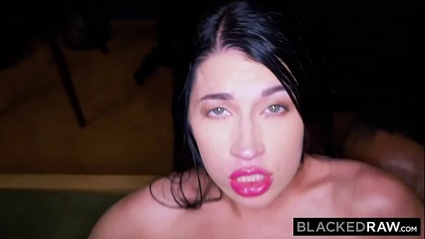 BLACKEDRAW Dark-haired hottie takes on two huge BBCs