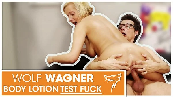 Busty Leni gets her pussy fucked during a fake body lotion test! WolfWagner.com