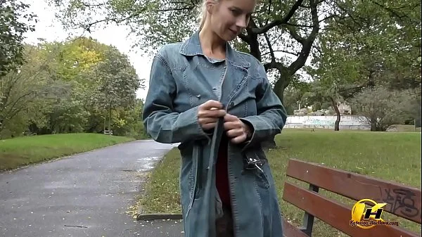 Public masturbate Katerina Hartlova City Park in pantyhose