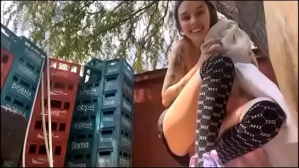 Outdoor squirt show Hotfallingdevil , hide in Yard and squirt hard