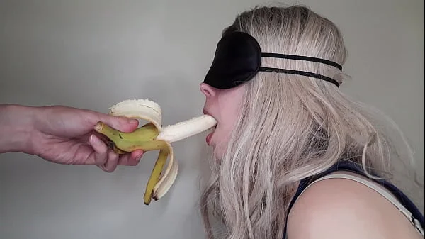 Blindfolded dumb friend's wife tricked into sucking my dick and swallowing cum with the taste game.