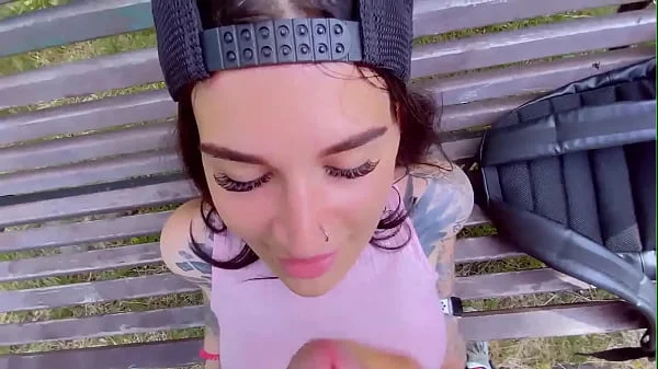 Cumface challenge in public after fucking and sucking with a stranger