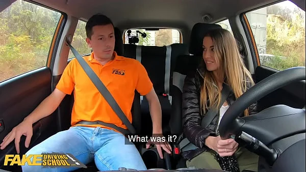 FakeDrivingSchool Backseat Fuck for Eveline Dellai After Breakdown