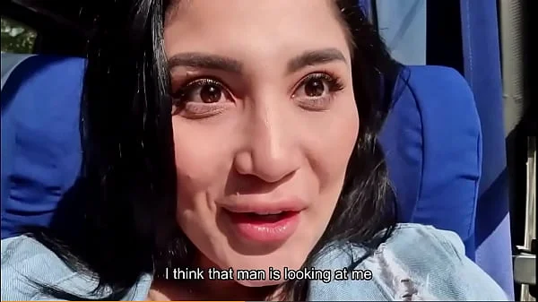 Bus passenger caught me teasing my body and he helps me squirt
