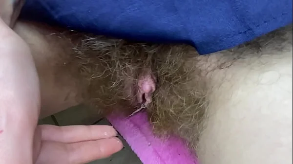 Nasty Hairy Pussy Huge erected Clitoris wet close up masturbation