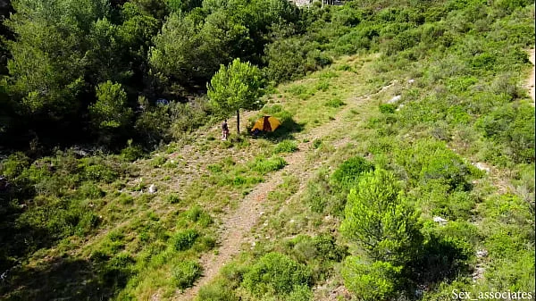 Drone catches young couple fucking outdoors